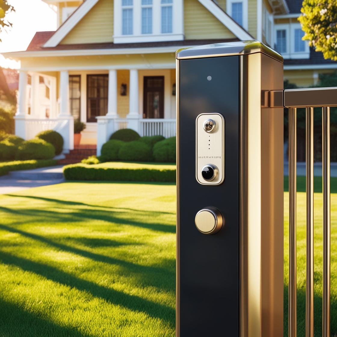 Accounting with intercom in the front yard of a house